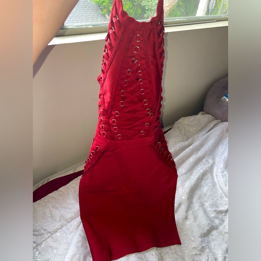 XS Burgundy Bandage Fashion Nova dress - brand new